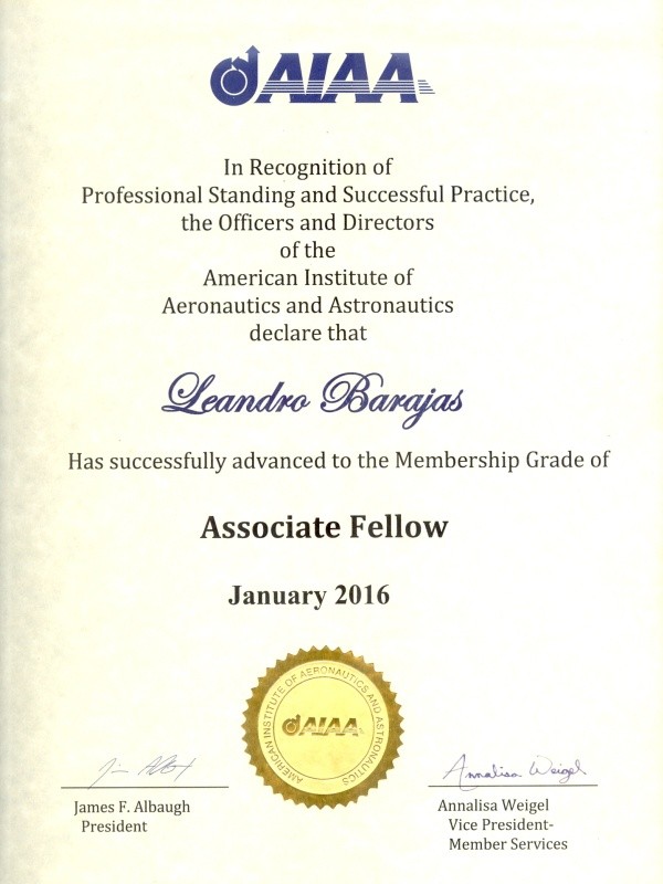 2016 AIAA Associate Fellow - Leandro G. Barajas. Ph.D.